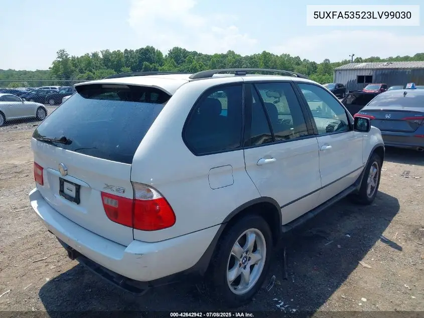 2003 BMW X5 3.0I VIN: 5UXFA53523LV99030 Lot: 42642942