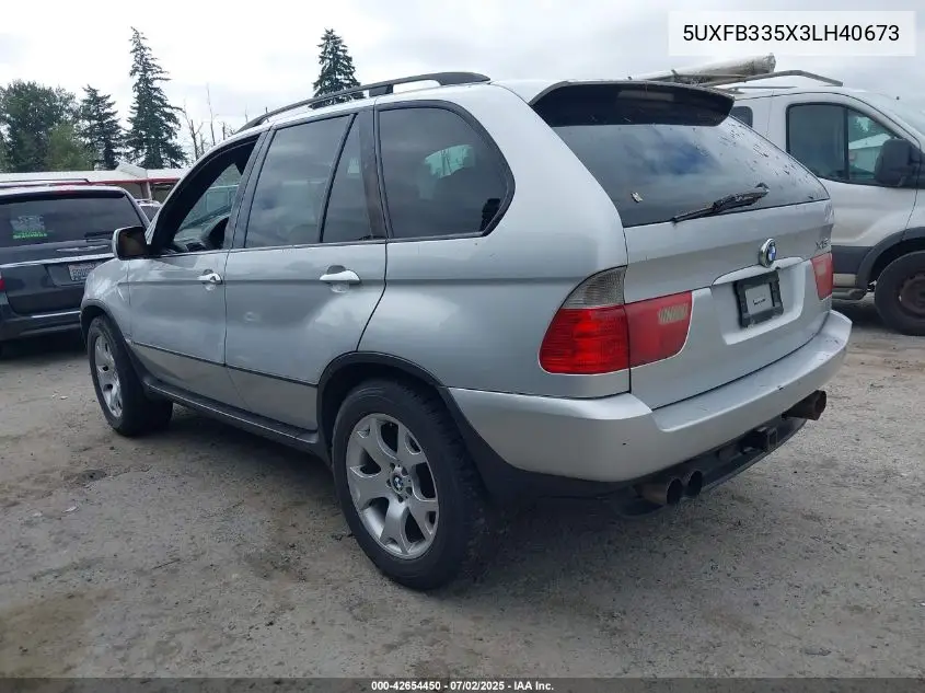 2003 BMW X5 4.4I VIN: 5UXFB335X3LH40673 Lot: 42654450