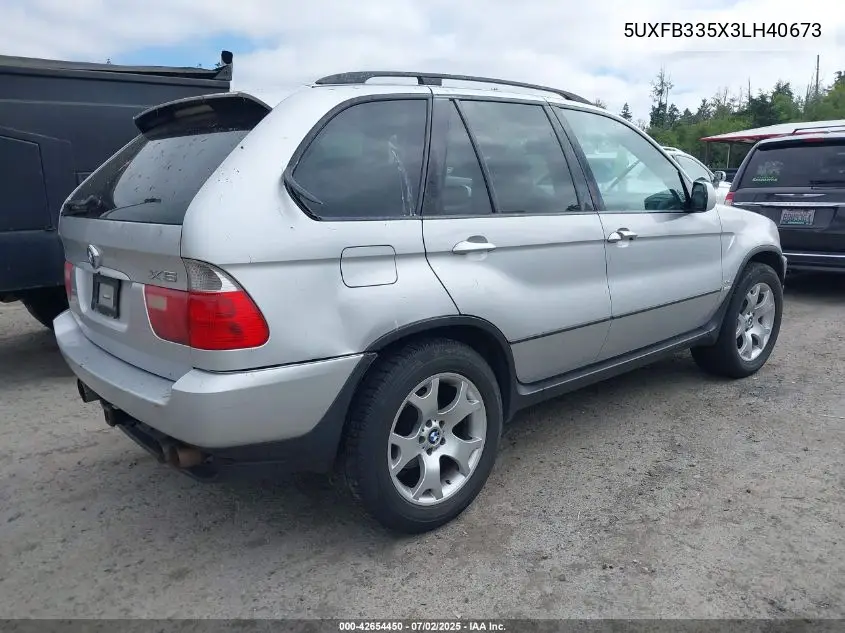 2003 BMW X5 4.4I VIN: 5UXFB335X3LH40673 Lot: 42654450