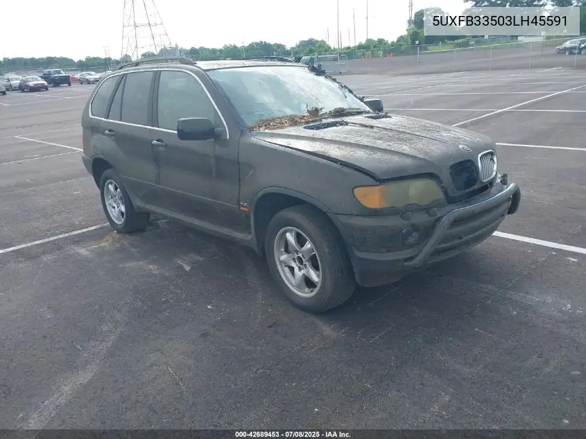 2003 BMW X5 4.4I VIN: 5UXFB33503LH45591 Lot: 42689453