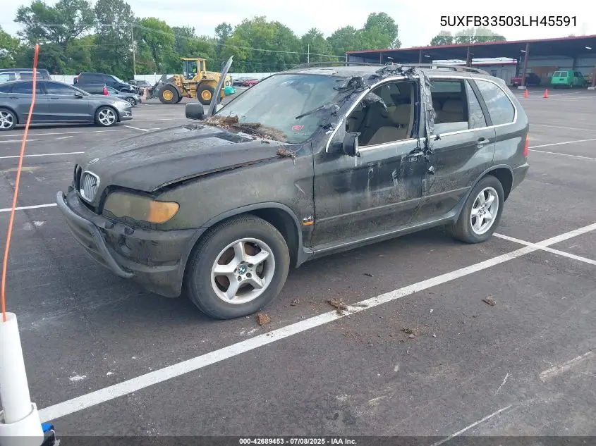2003 BMW X5 4.4I VIN: 5UXFB33503LH45591 Lot: 42689453
