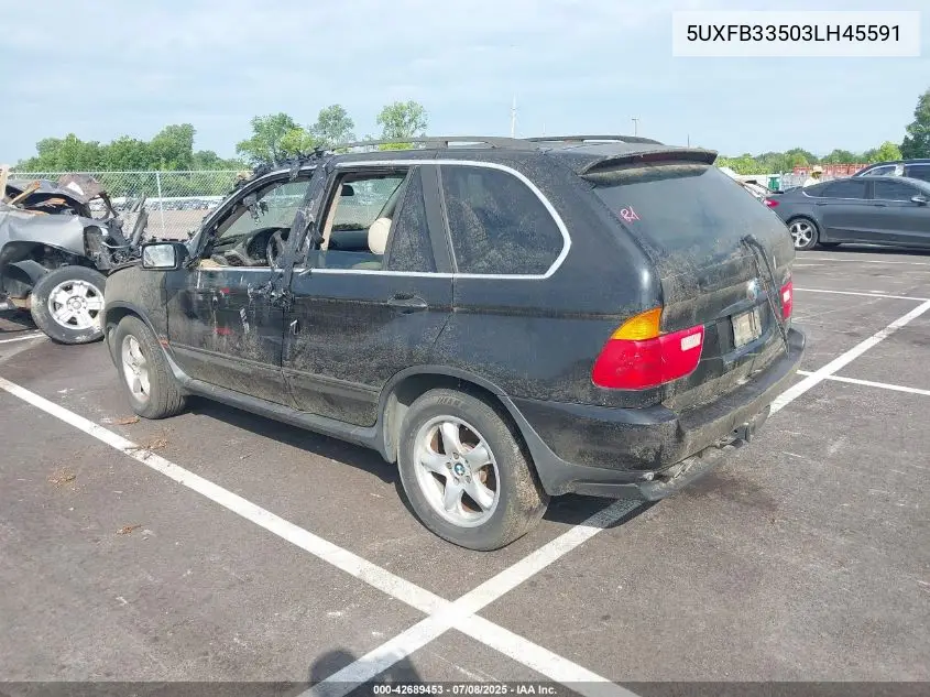 2003 BMW X5 4.4I VIN: 5UXFB33503LH45591 Lot: 42689453