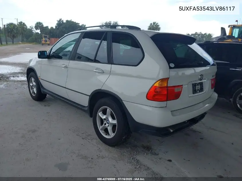 2003 BMW X5 3.0I VIN: 5UXFA53543LV86117 Lot: 42765089