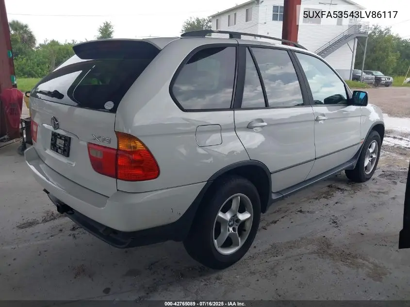 2003 BMW X5 3.0I VIN: 5UXFA53543LV86117 Lot: 42765089