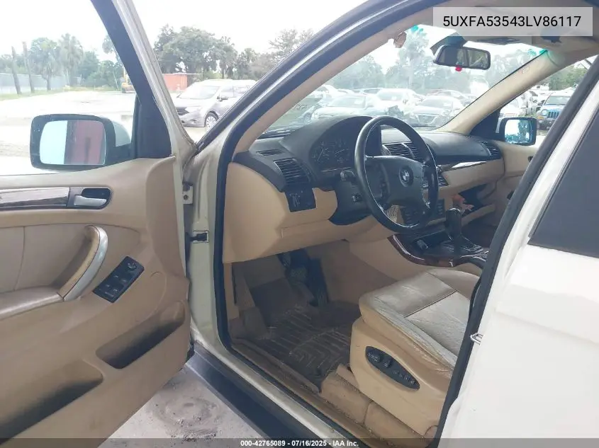 2003 BMW X5 3.0I VIN: 5UXFA53543LV86117 Lot: 42765089