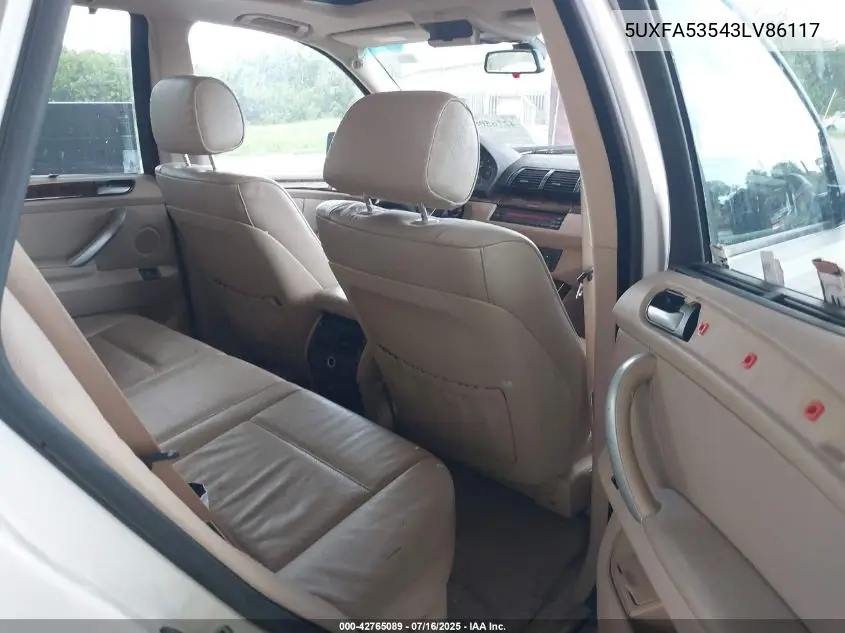 2003 BMW X5 3.0I VIN: 5UXFA53543LV86117 Lot: 42765089