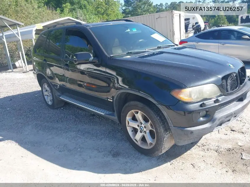 2004 BMW X5 3.0I VIN: 5UXFA13574LU26257 Lot: 42006824