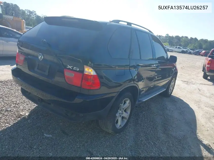 2004 BMW X5 3.0I VIN: 5UXFA13574LU26257 Lot: 42006824