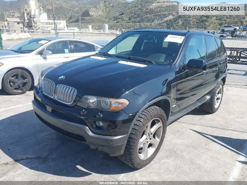 2004 BMW X5 4.8Is VIN: 5UXFA93554LE81260 Lot: 42068436