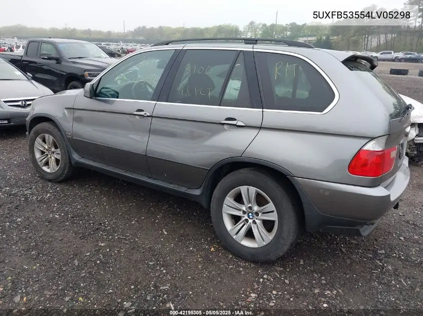 2004 BMW X5 4.4I VIN: 5UXFB53554LV05298 Lot: 42195305