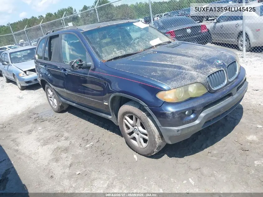 2004 BMW X5 3.0I VIN: 5UXFA13594LU45425 Lot: 42230727