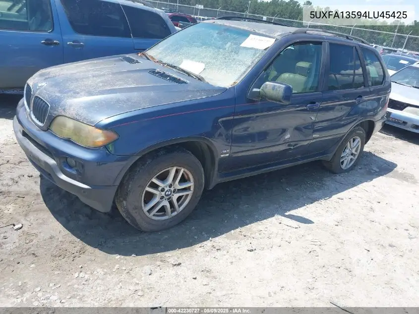 2004 BMW X5 3.0I VIN: 5UXFA13594LU45425 Lot: 42230727
