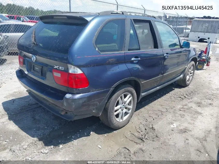 2004 BMW X5 3.0I VIN: 5UXFA13594LU45425 Lot: 42230727