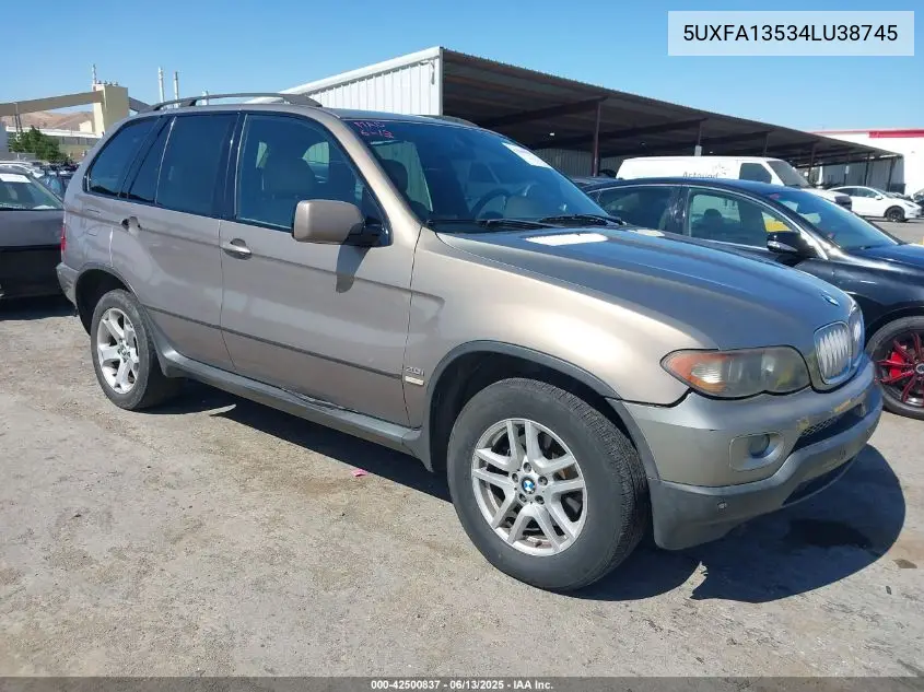 2004 BMW X5 3.0I VIN: 5UXFA13534LU38745 Lot: 42500837