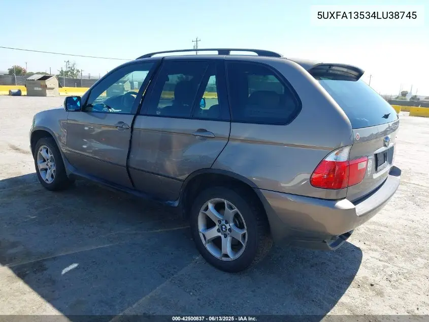2004 BMW X5 3.0I VIN: 5UXFA13534LU38745 Lot: 42500837
