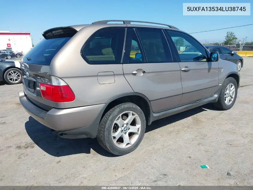 2004 BMW X5 3.0I VIN: 5UXFA13534LU38745 Lot: 42500837