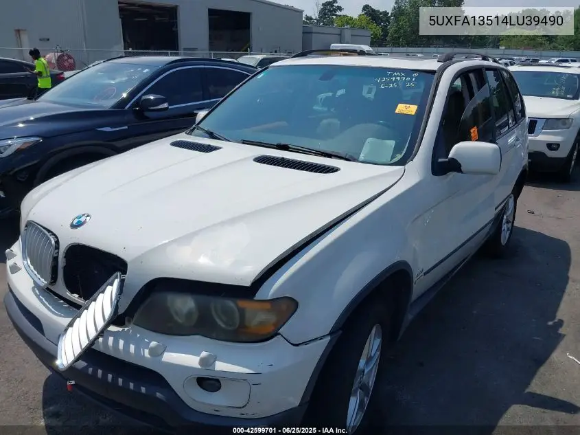 2004 BMW X5 3.0I VIN: 5UXFA13514LU39490 Lot: 42599701