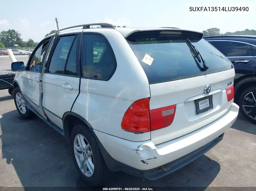 2004 BMW X5 3.0I VIN: 5UXFA13514LU39490 Lot: 42599701