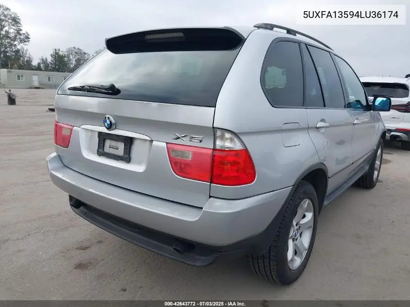 2004 BMW X5 3.0I VIN: 5UXFA13594LU36174 Lot: 42643772