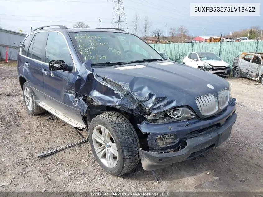 2005 BMW X5 4.4I VIN: 5UXFB53575LV13422 Lot: 12297392