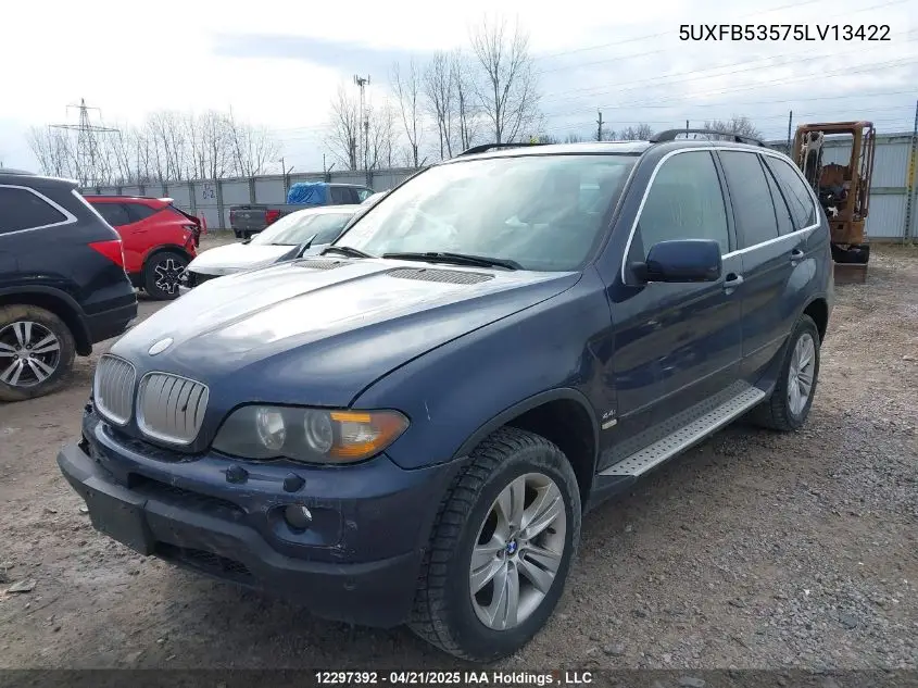 2005 BMW X5 4.4I VIN: 5UXFB53575LV13422 Lot: 12297392