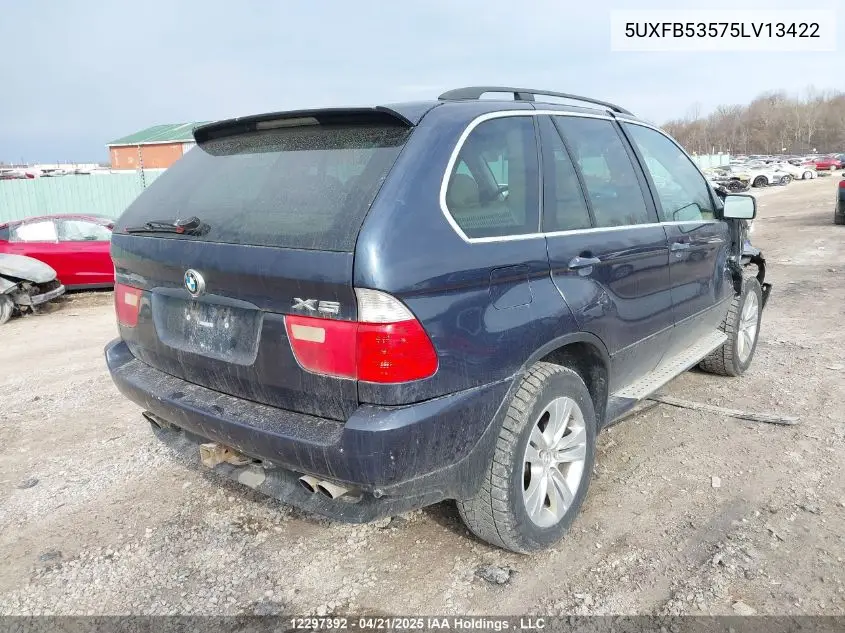 2005 BMW X5 4.4I VIN: 5UXFB53575LV13422 Lot: 12297392