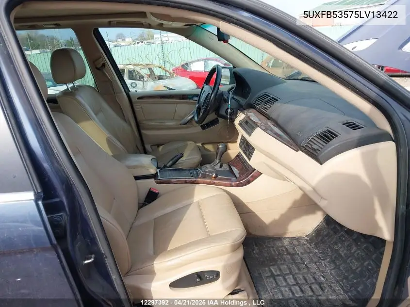 2005 BMW X5 4.4I VIN: 5UXFB53575LV13422 Lot: 12297392