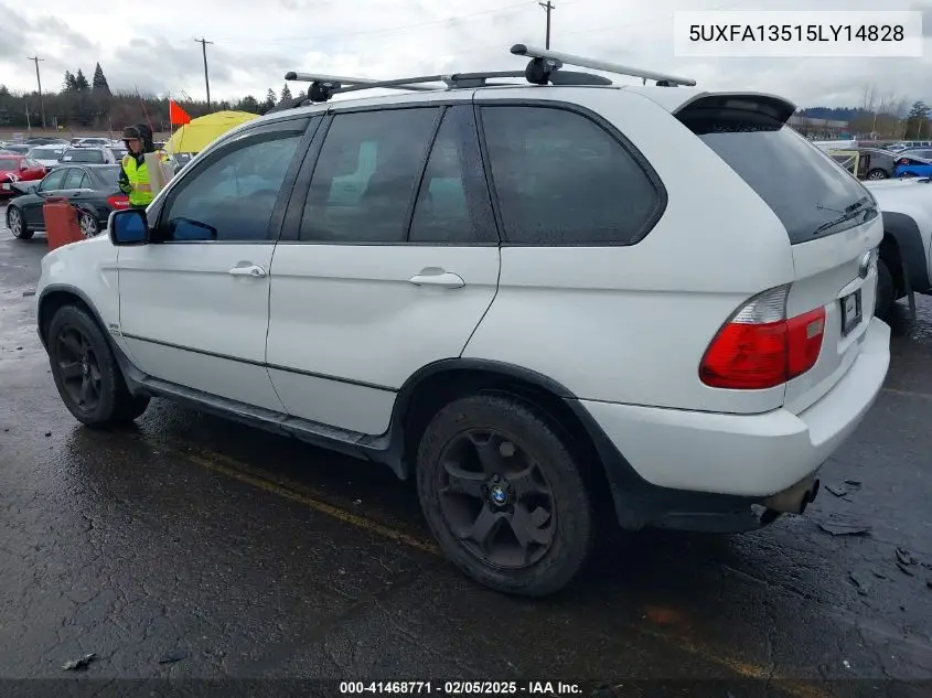 2005 BMW X5 3.0I VIN: 5UXFA13515LY14828 Lot: 41468771