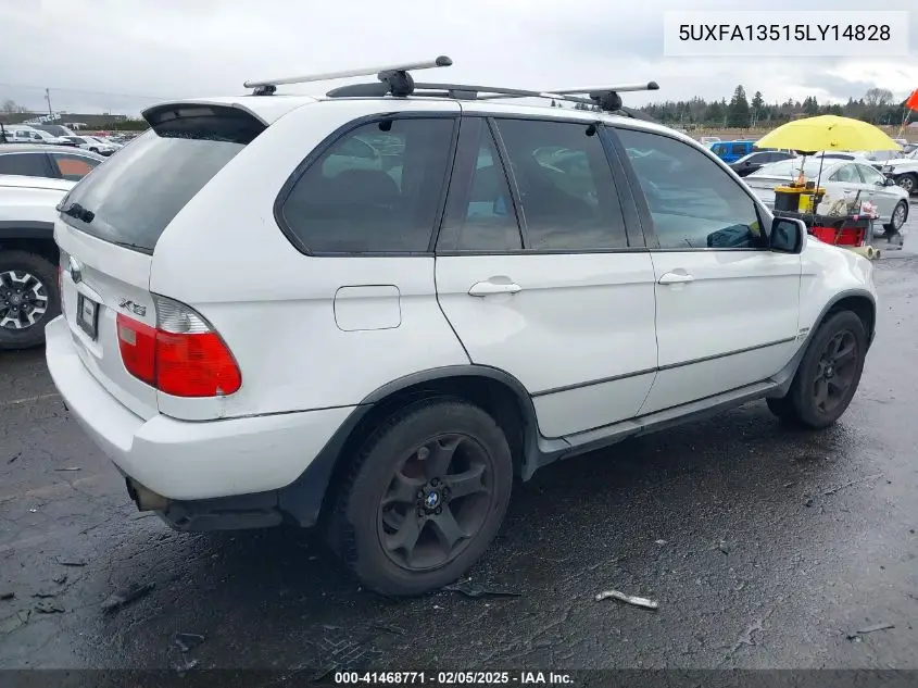 2005 BMW X5 3.0I VIN: 5UXFA13515LY14828 Lot: 41468771