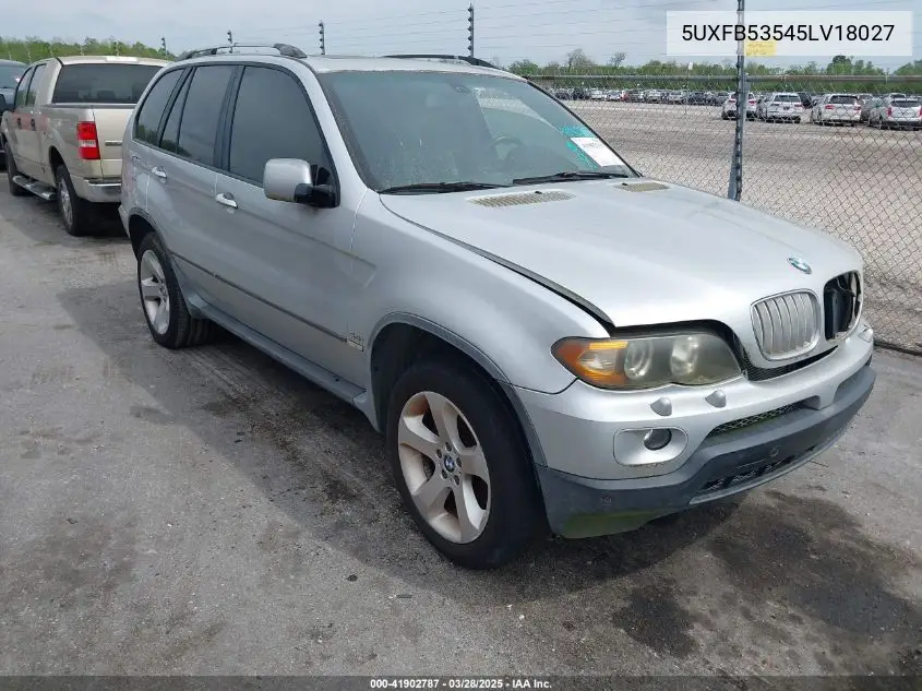 2005 BMW X5 4.4I VIN: 5UXFB53545LV18027 Lot: 41902787