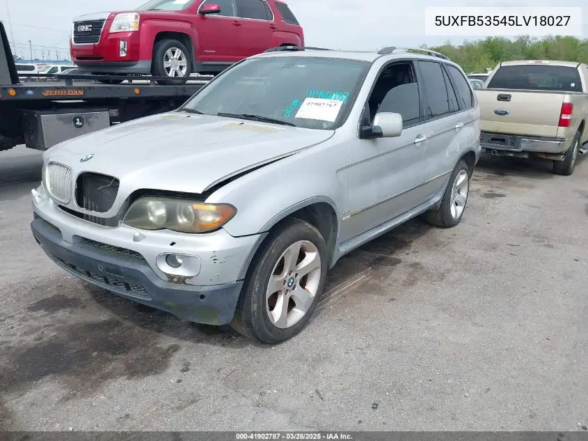 2005 BMW X5 4.4I VIN: 5UXFB53545LV18027 Lot: 41902787