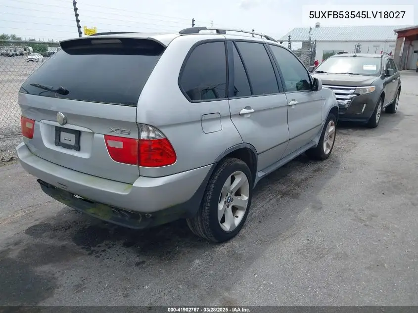 2005 BMW X5 4.4I VIN: 5UXFB53545LV18027 Lot: 41902787