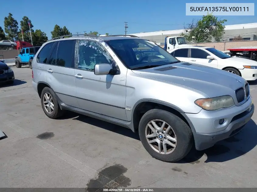 2005 BMW X5 3.0I VIN: 5UXFA13575LY00111 Lot: 42084755