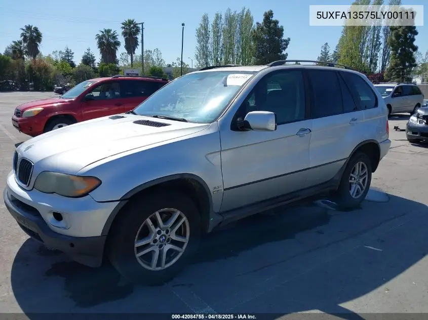 2005 BMW X5 3.0I VIN: 5UXFA13575LY00111 Lot: 42084755