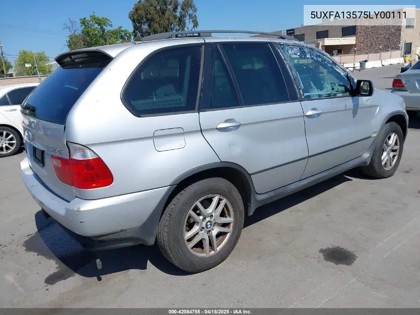 2005 BMW X5 3.0I VIN: 5UXFA13575LY00111 Lot: 42084755