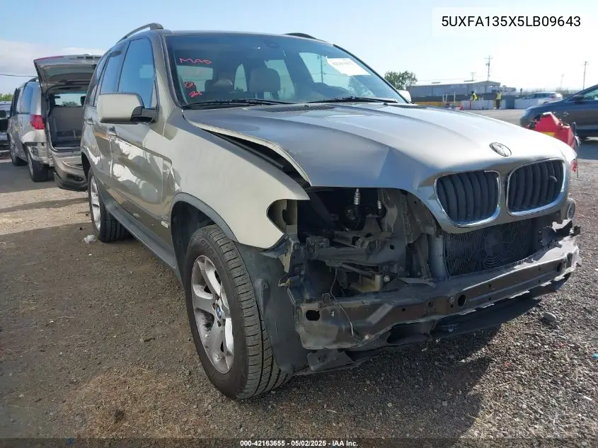2005 BMW X5 3.0I VIN: 5UXFA135X5LB09643 Lot: 42163655
