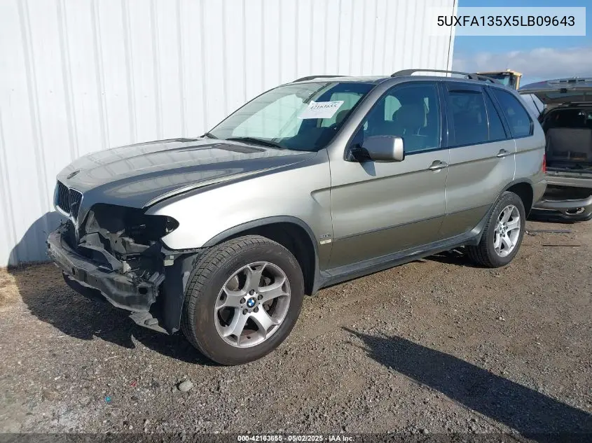 2005 BMW X5 3.0I VIN: 5UXFA135X5LB09643 Lot: 42163655
