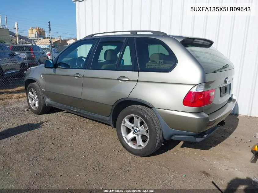 2005 BMW X5 3.0I VIN: 5UXFA135X5LB09643 Lot: 42163655