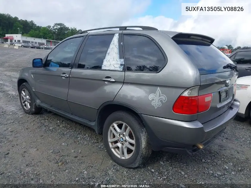 2005 BMW X5 3.0I VIN: 5UXFA13505LY08826 Lot: 42246731