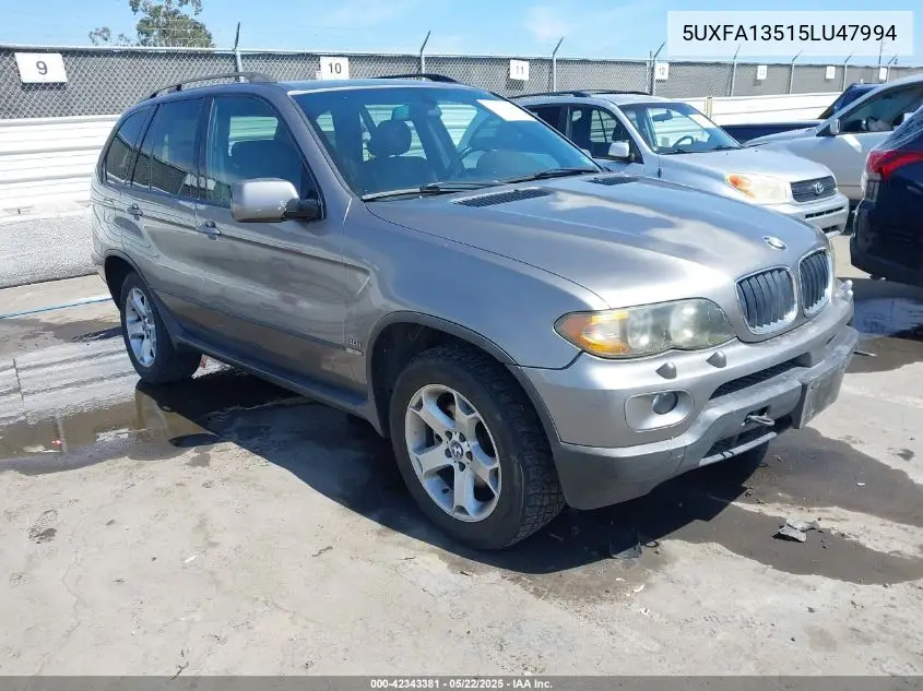 2005 BMW X5 3.0I VIN: 5UXFA13515LU47994 Lot: 42343381