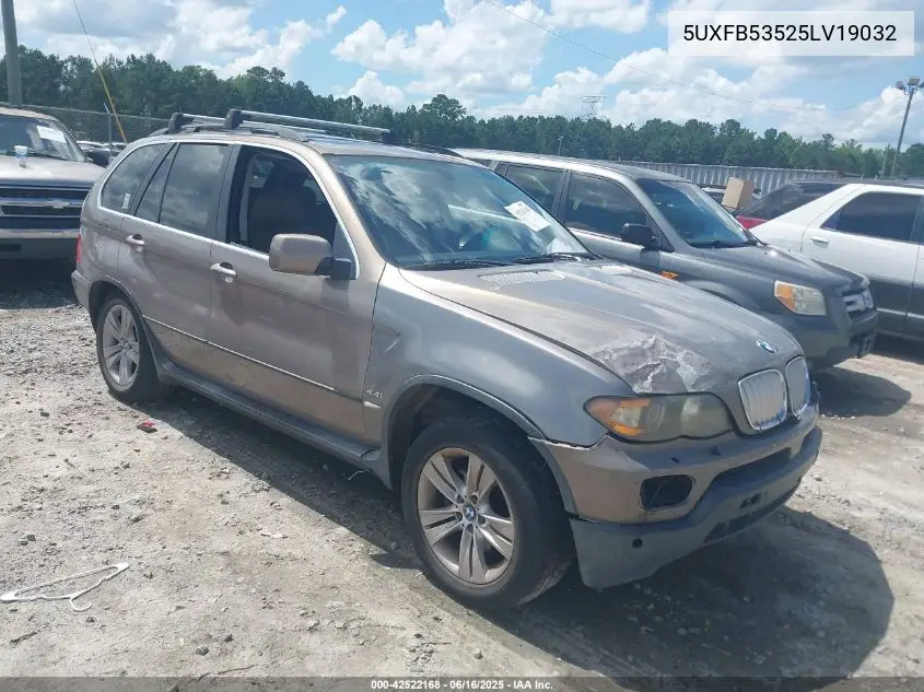 2005 BMW X5 4.4I VIN: 5UXFB53525LV19032 Lot: 42522168