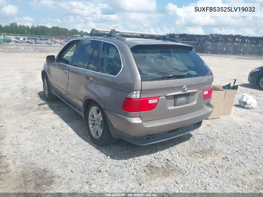 2005 BMW X5 4.4I VIN: 5UXFB53525LV19032 Lot: 42522168