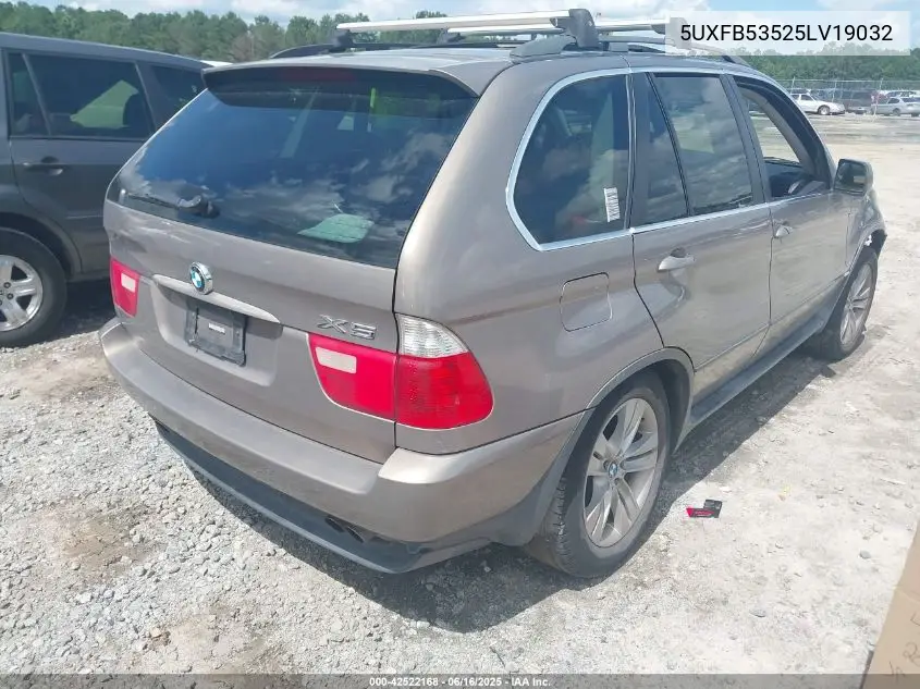 2005 BMW X5 4.4I VIN: 5UXFB53525LV19032 Lot: 42522168