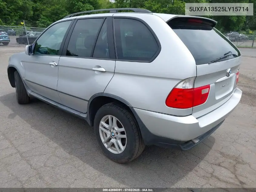 2005 BMW X5 3.0I VIN: 5UXFA13525LY15714 Lot: 42660391