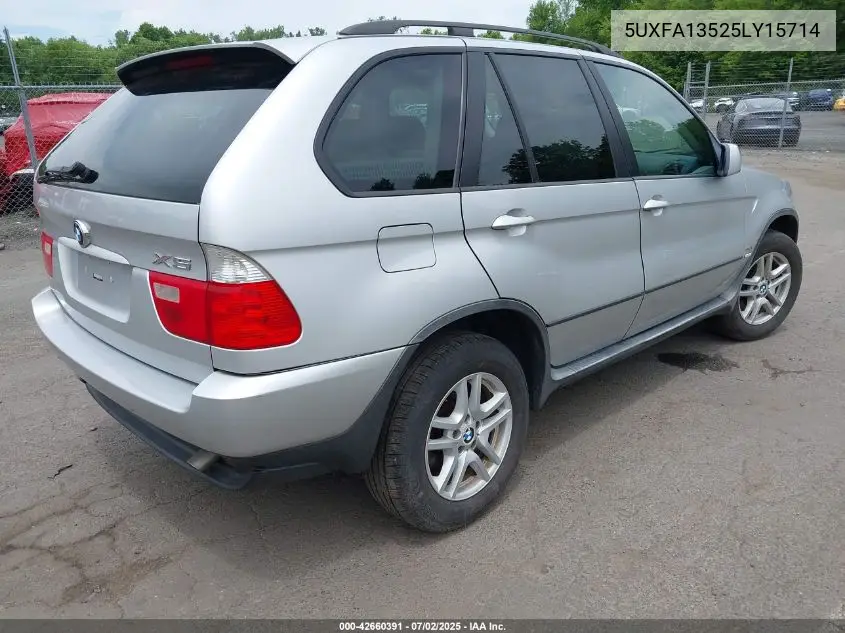 2005 BMW X5 3.0I VIN: 5UXFA13525LY15714 Lot: 42660391