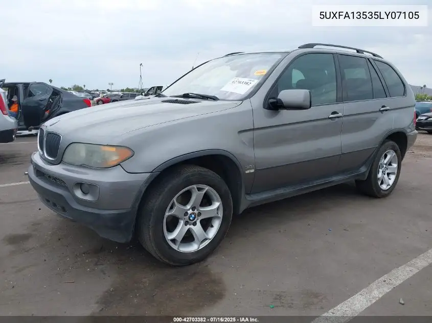 2005 BMW X5 3.0I VIN: 5UXFA13535LY07105 Lot: 42703382