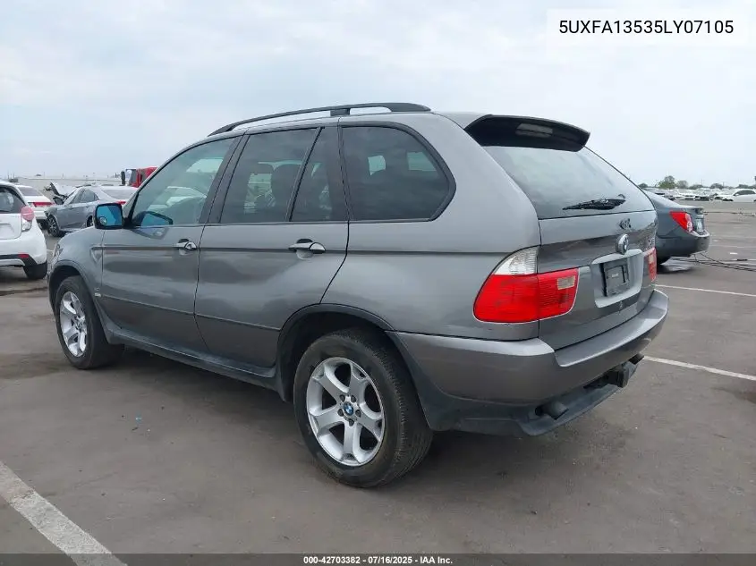 2005 BMW X5 3.0I VIN: 5UXFA13535LY07105 Lot: 42703382