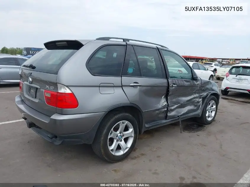 2005 BMW X5 3.0I VIN: 5UXFA13535LY07105 Lot: 42703382