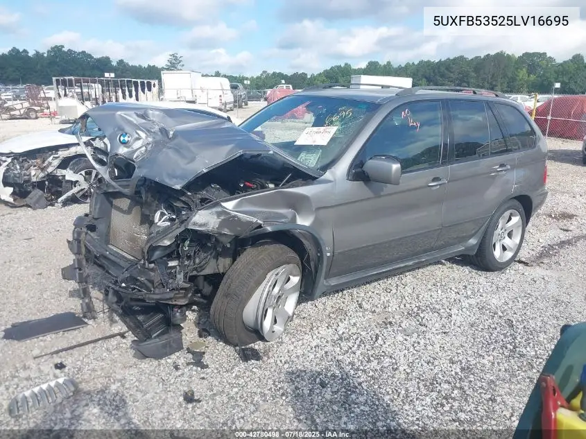 2005 BMW X5 4.4I VIN: 5UXFB53525LV16695 Lot: 42780498