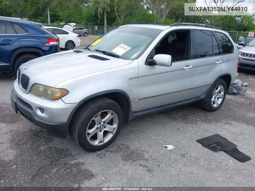 2006 BMW X5 3.0I VIN: 5UXFA13526LY44910 Lot: 42657987